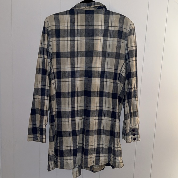 Vintage! San Moire Long Plaid Blazer Size L - Picture 8 of 13